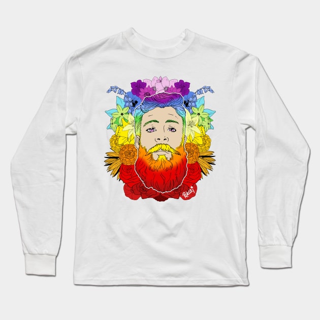 Bearded Floral Pride Long Sleeve T-Shirt by RobskiArt